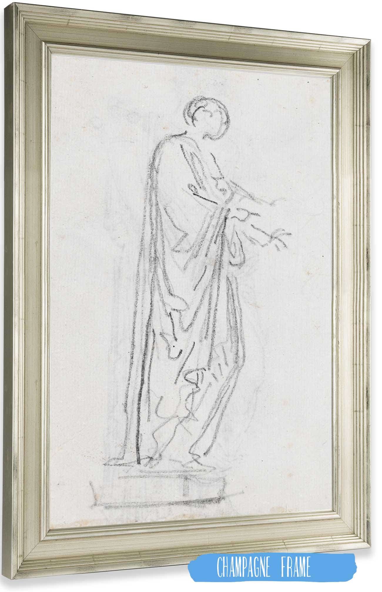 Statue Of A Roman Woman Female Deity Seen From The Side Verso Probably C by Hubert Robert