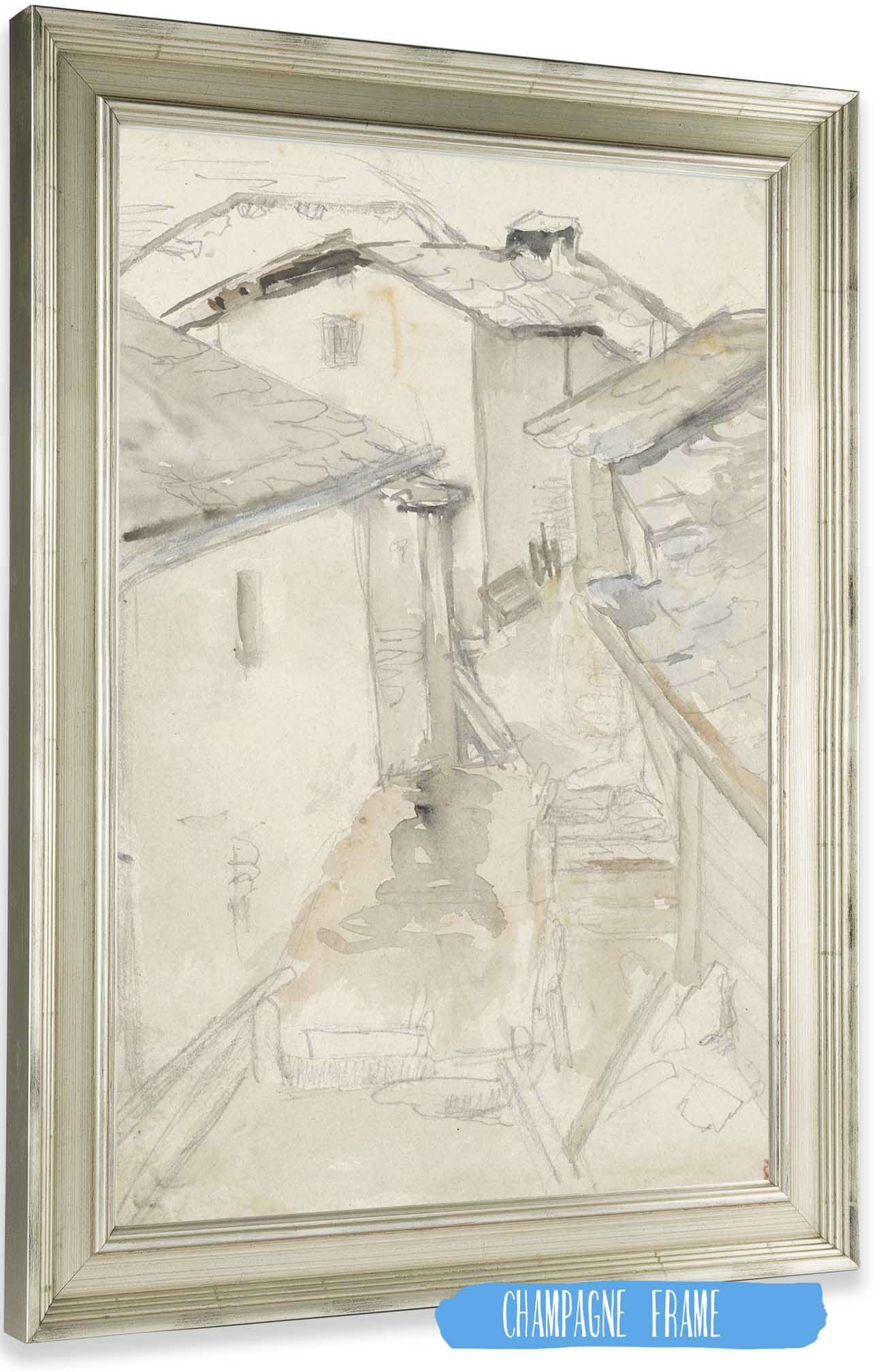 Steegje Tussen Oude Huizen  by Jozef Israels
