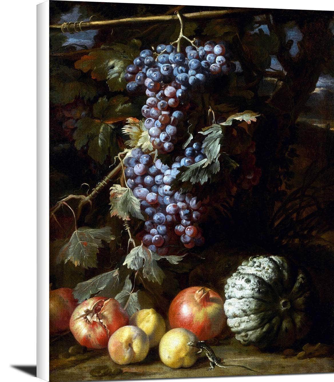 Still Life Grapes Hanging In Landscape Painting Abraham Brueghel Canvas Art