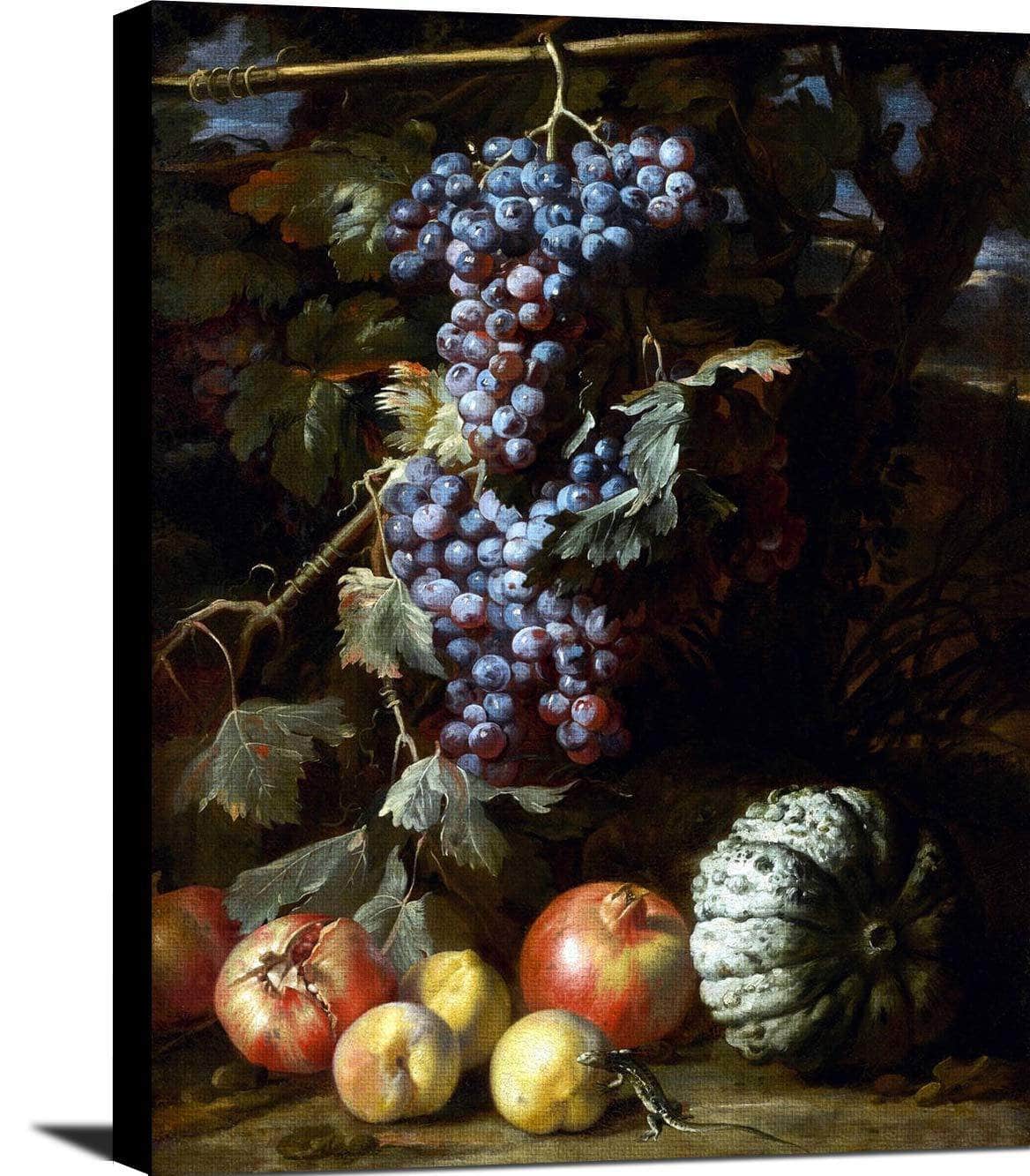 Still Life Grapes Hanging In Landscape Painting Abraham Brueghel Canvas Art - Image 2