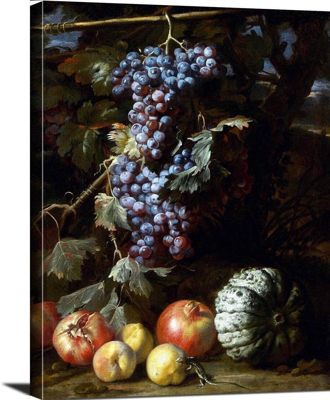 Still Life Grapes Hanging In Landscape Painting Abraham Brueghel Canvas Art - Image 3