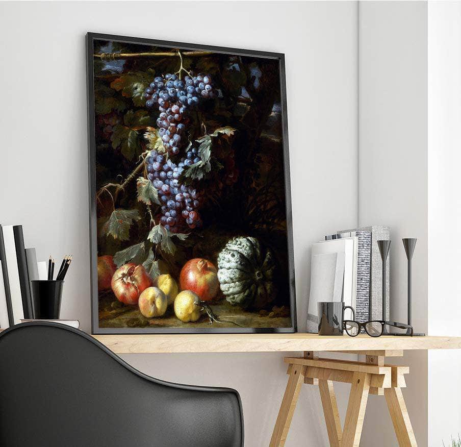 Still Life Grapes Hanging In Landscape Painting Abraham Brueghel Canvas Art - Image 4