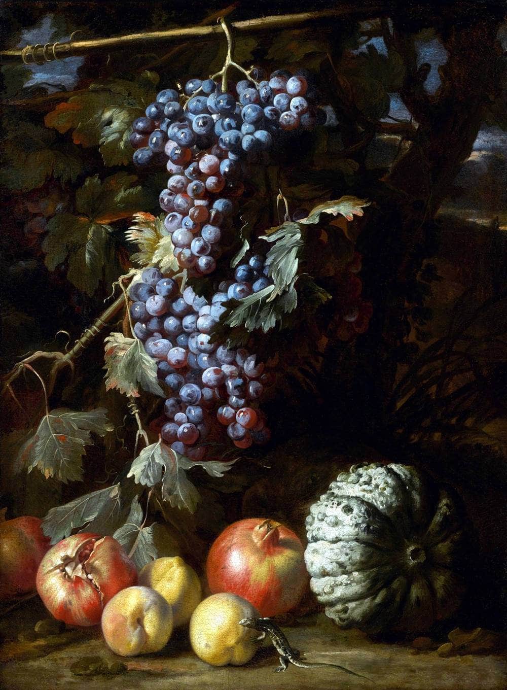 Still Life Grapes Hanging In Landscape Painting Abraham Brueghel Canvas Art - Image 5
