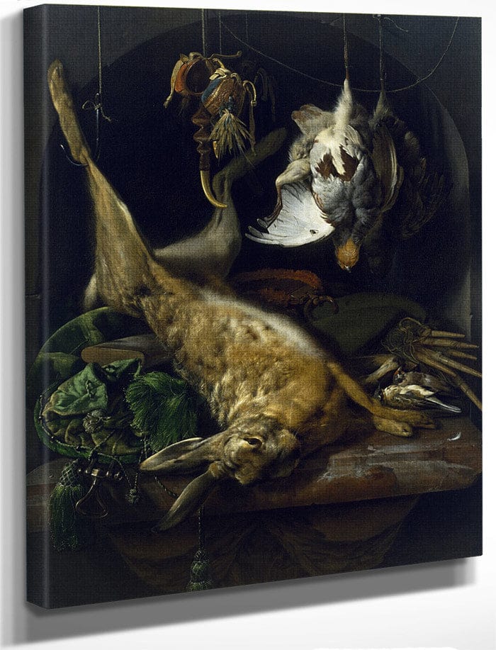 Still Life Of A Dead Hare Partridges And Other Birds In A Niche By Jan Baptist Weenix