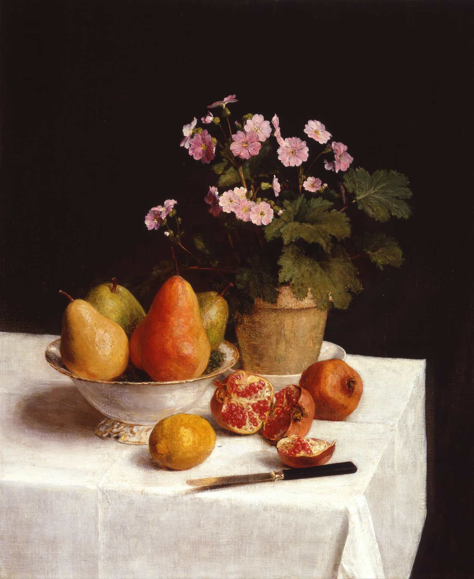 Still Life Primroses Pears And Promenates by Henri Fantin Latour
