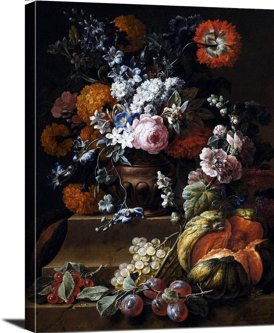 Still Life Various Flowers In A Vase Painting Gaspar Verbruggen Canvas Art - Image 3