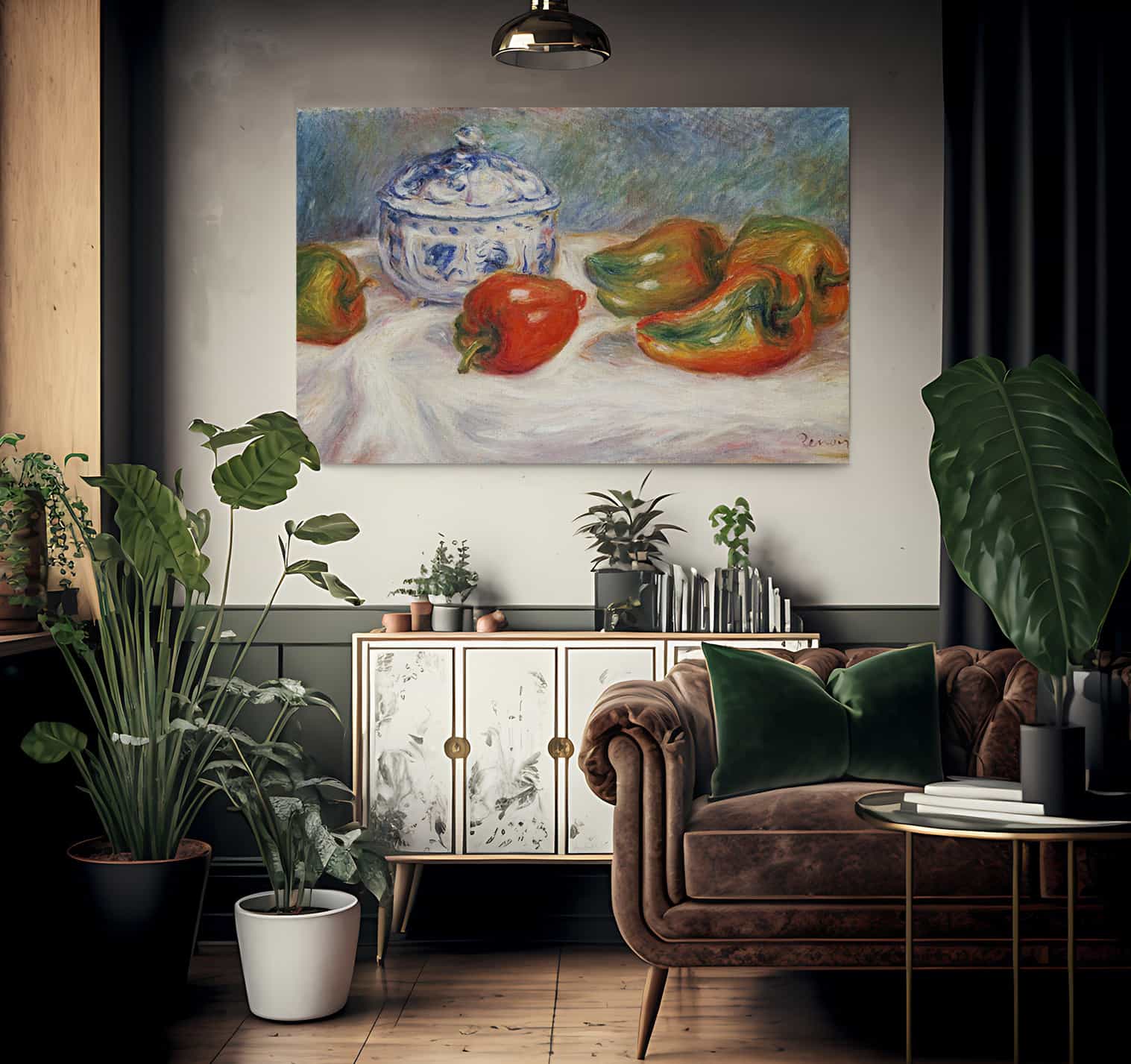Still Life With A Blue Sugar Bowl And Peppers By Pierre Auguste Renoir - Image 2