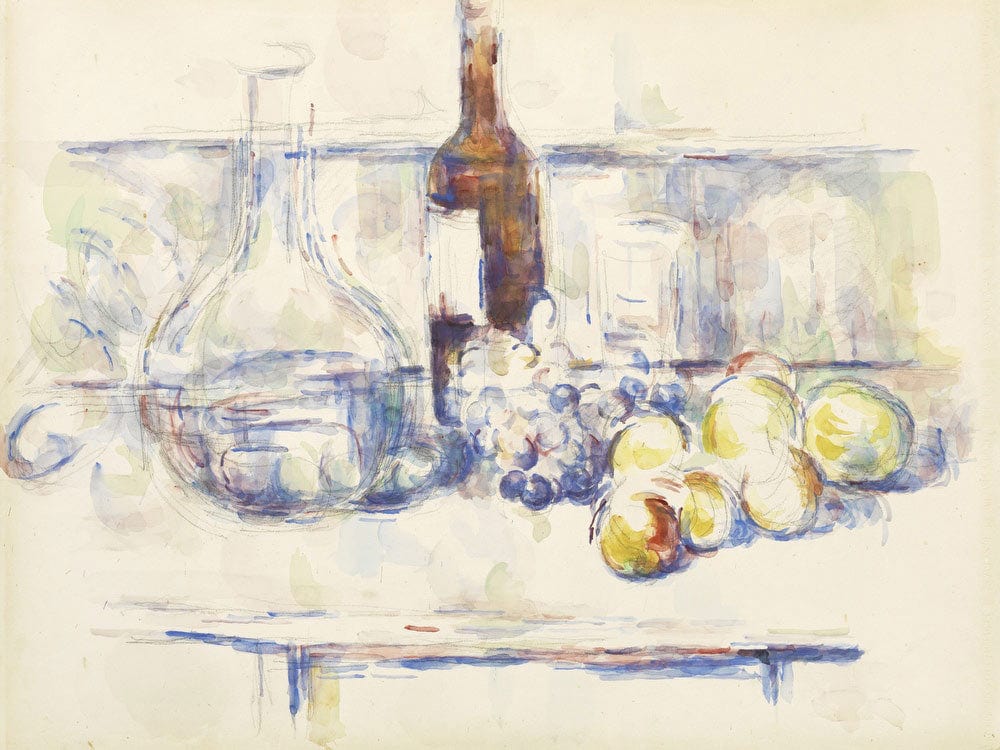 Still Life With Carafe, Bottle, And Fruit (Nature Morte Pommes Et Poires Dans Un Panier Rond) By Paul Cezanne - Image 5