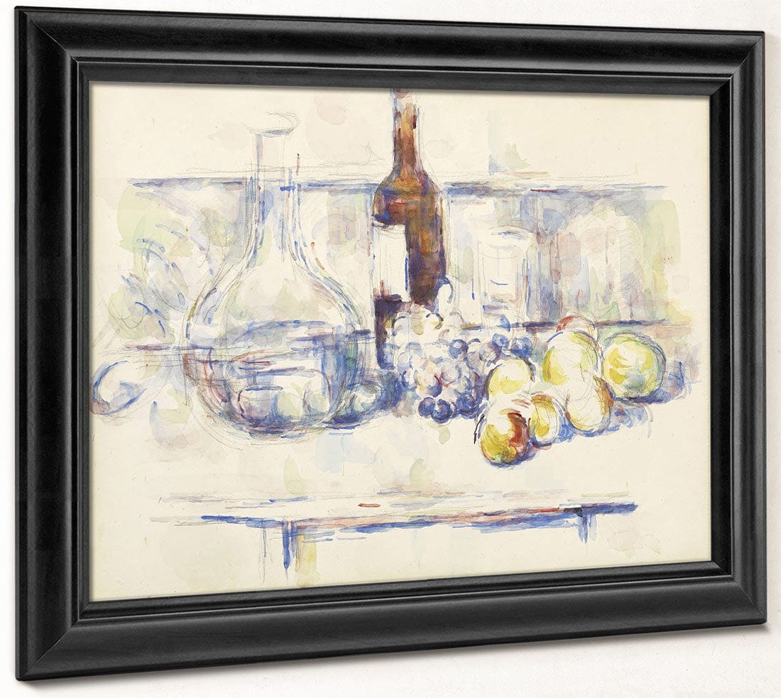 Still Life With Carafe, Bottle, And Fruit (Nature Morte Pommes Et Poires Dans Un Panier Rond) By Paul Cezanne - Image 6