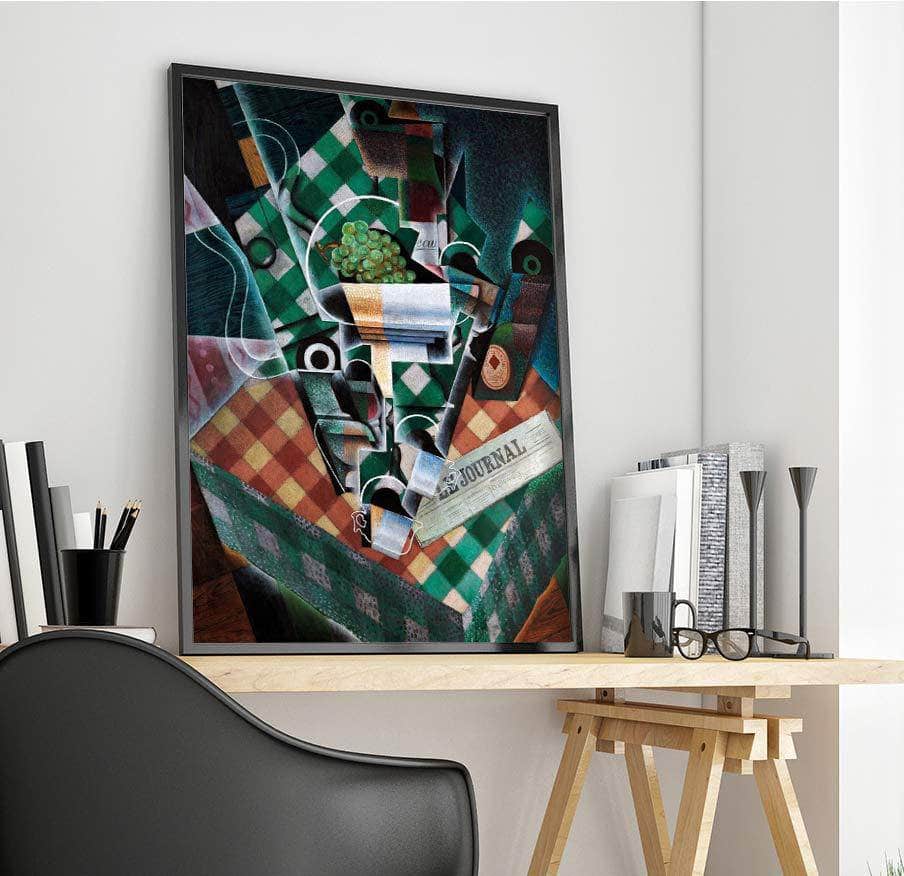 Still Life With Checkered Tablecloth Painting Juan Gris Canvas Art - Image 4