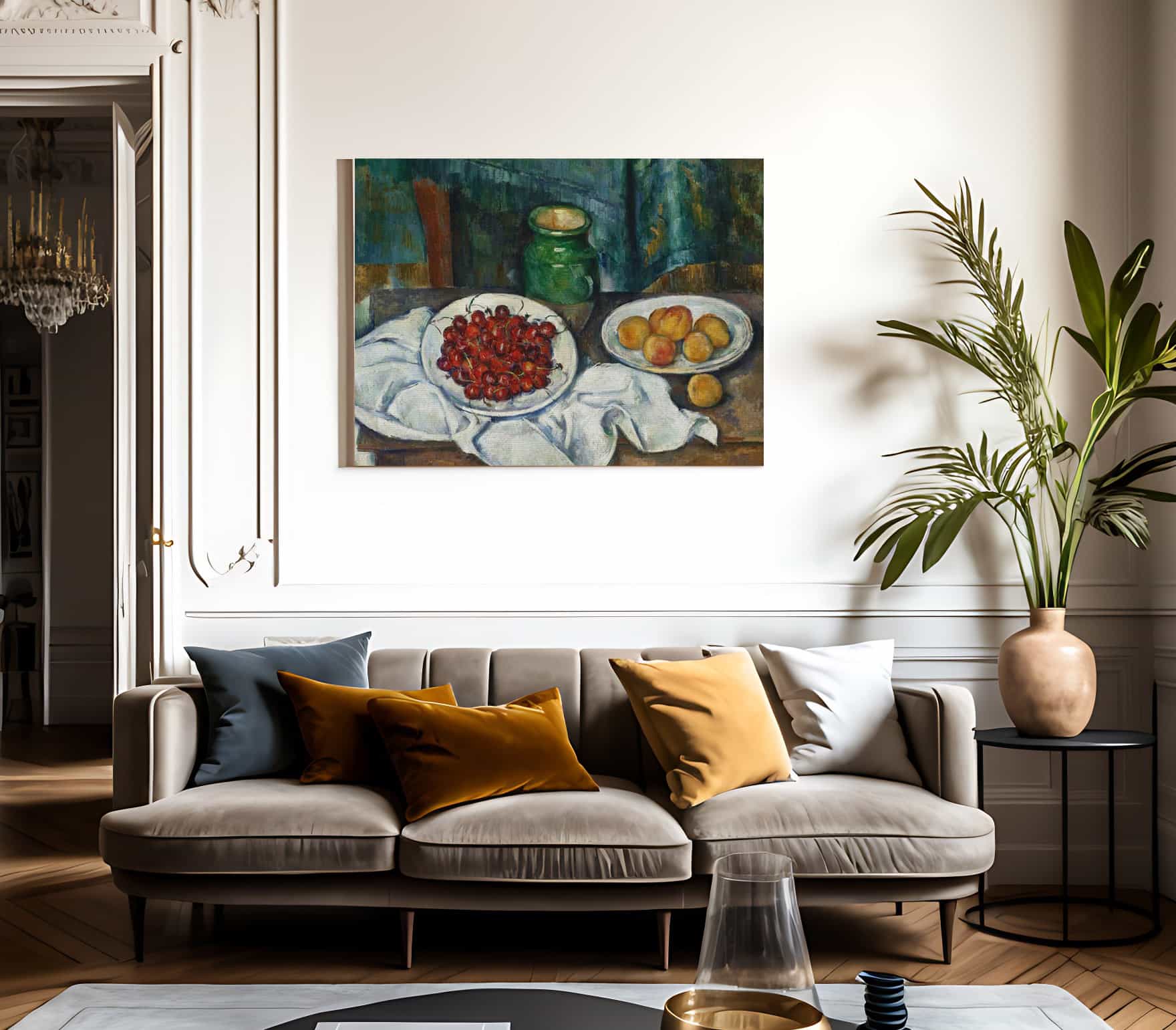 Still Life With Cherries And Peaches By Paul Cezanne - Image 3