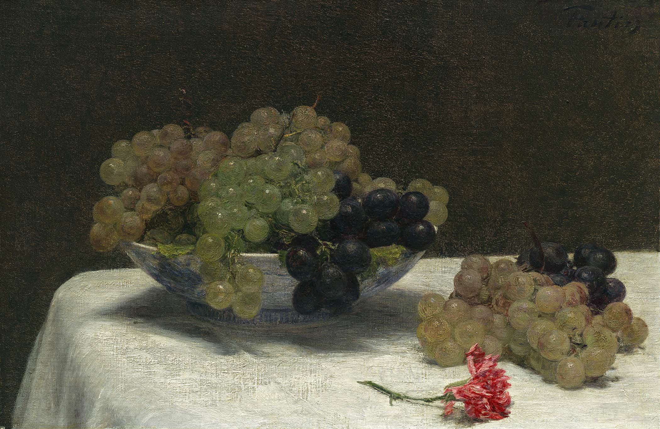 Still Life With Grapes And A Carnation by Henri Fantin Latour - Image 2