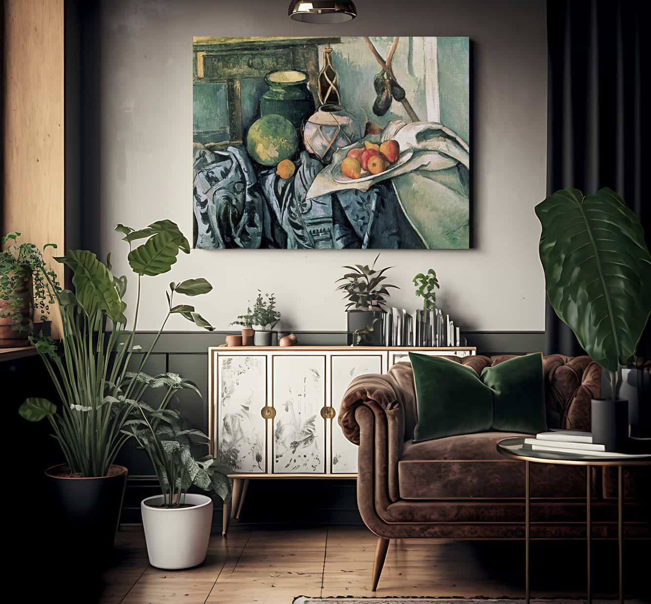 Still Life With Pitcher And Aubergines By Paul Cezanne - Image 2