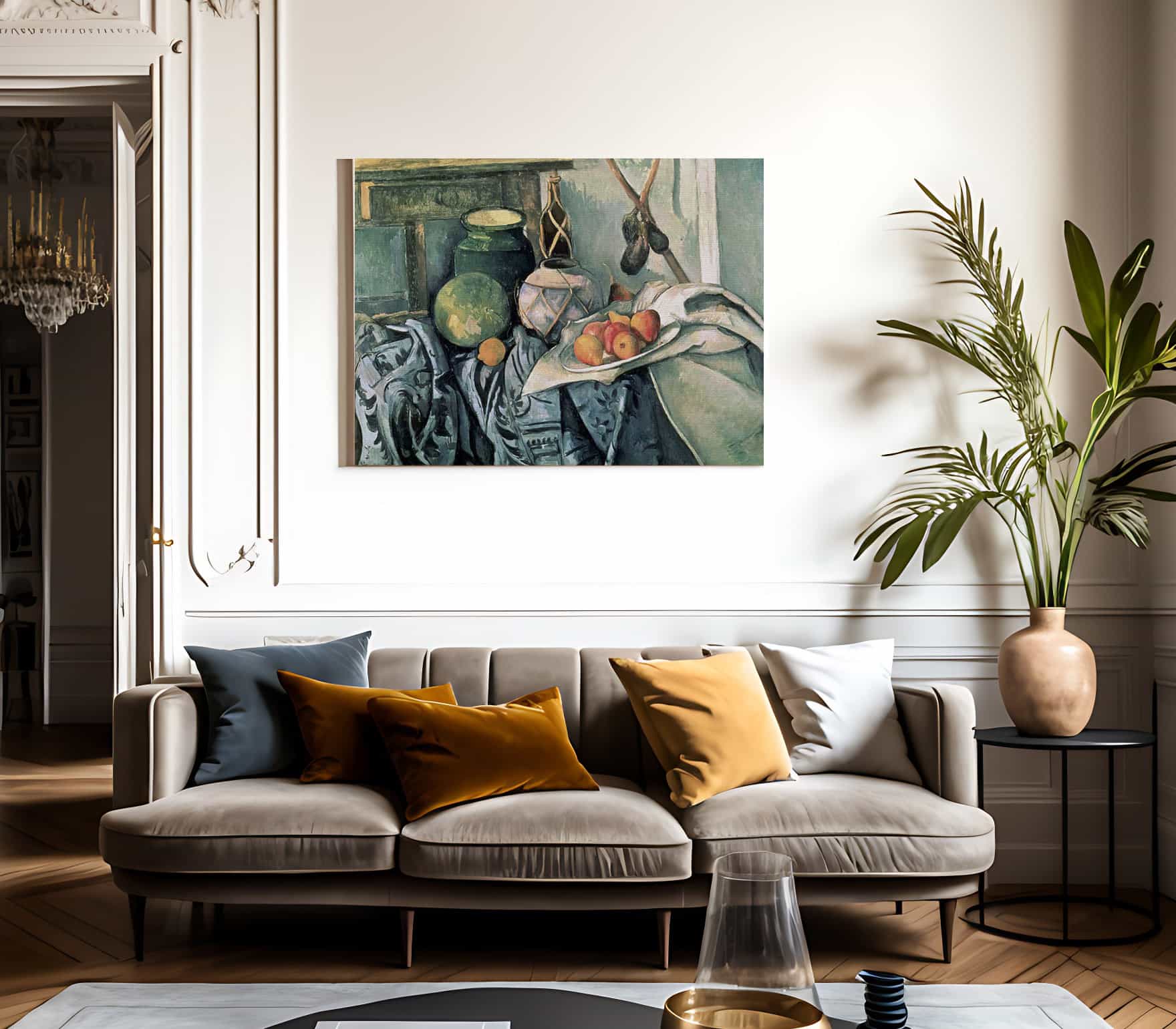 Still Life With Pitcher And Aubergines By Paul Cezanne - Image 3