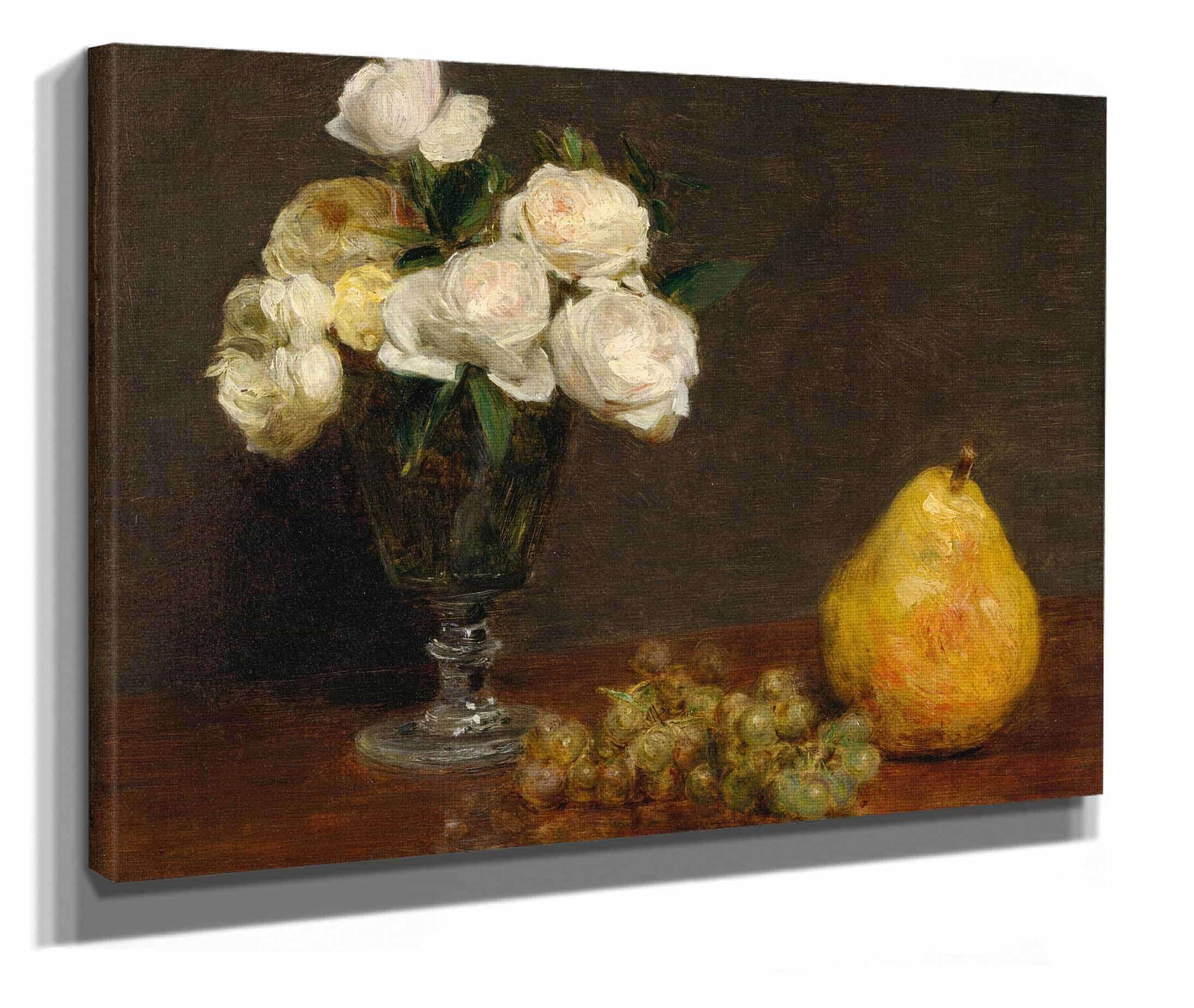 Still Life With Roses And Fruit by Henri Fantin Latour - Image 2