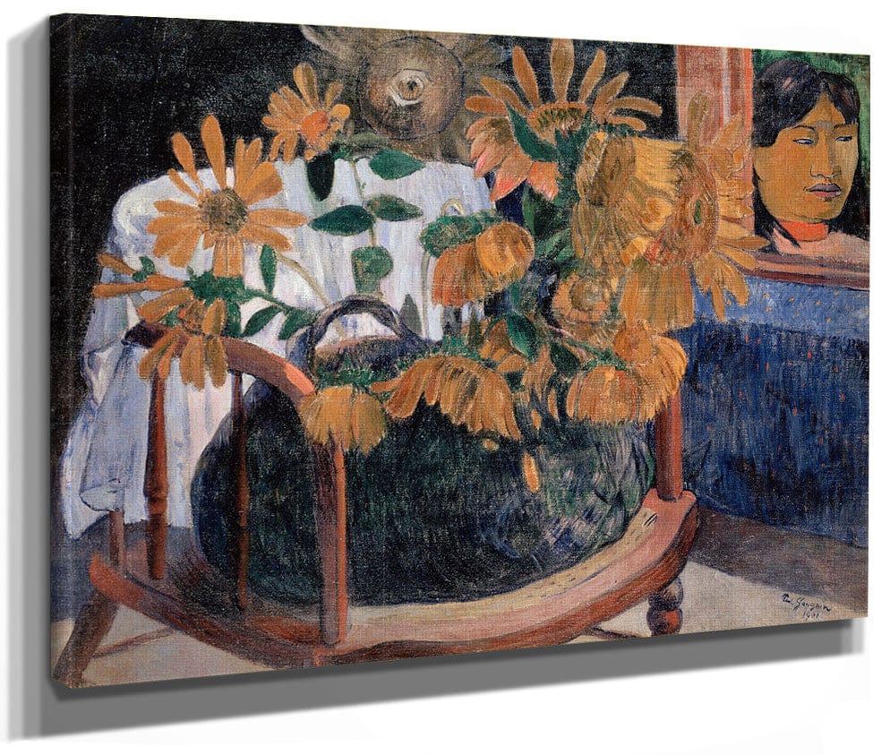 Still Life With Sunflowers On An Armchair By Paul Gauguin