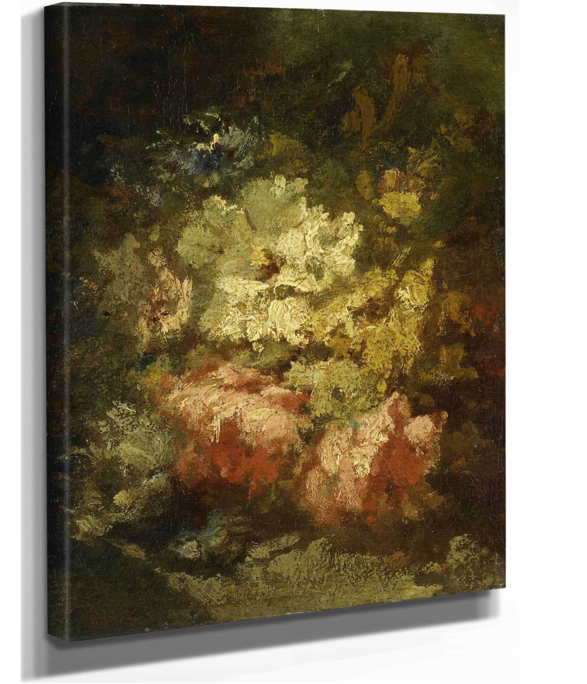 Still Life With White And Red Roses  by Narcisse Virgile Diaz De La Pena - Image 2
