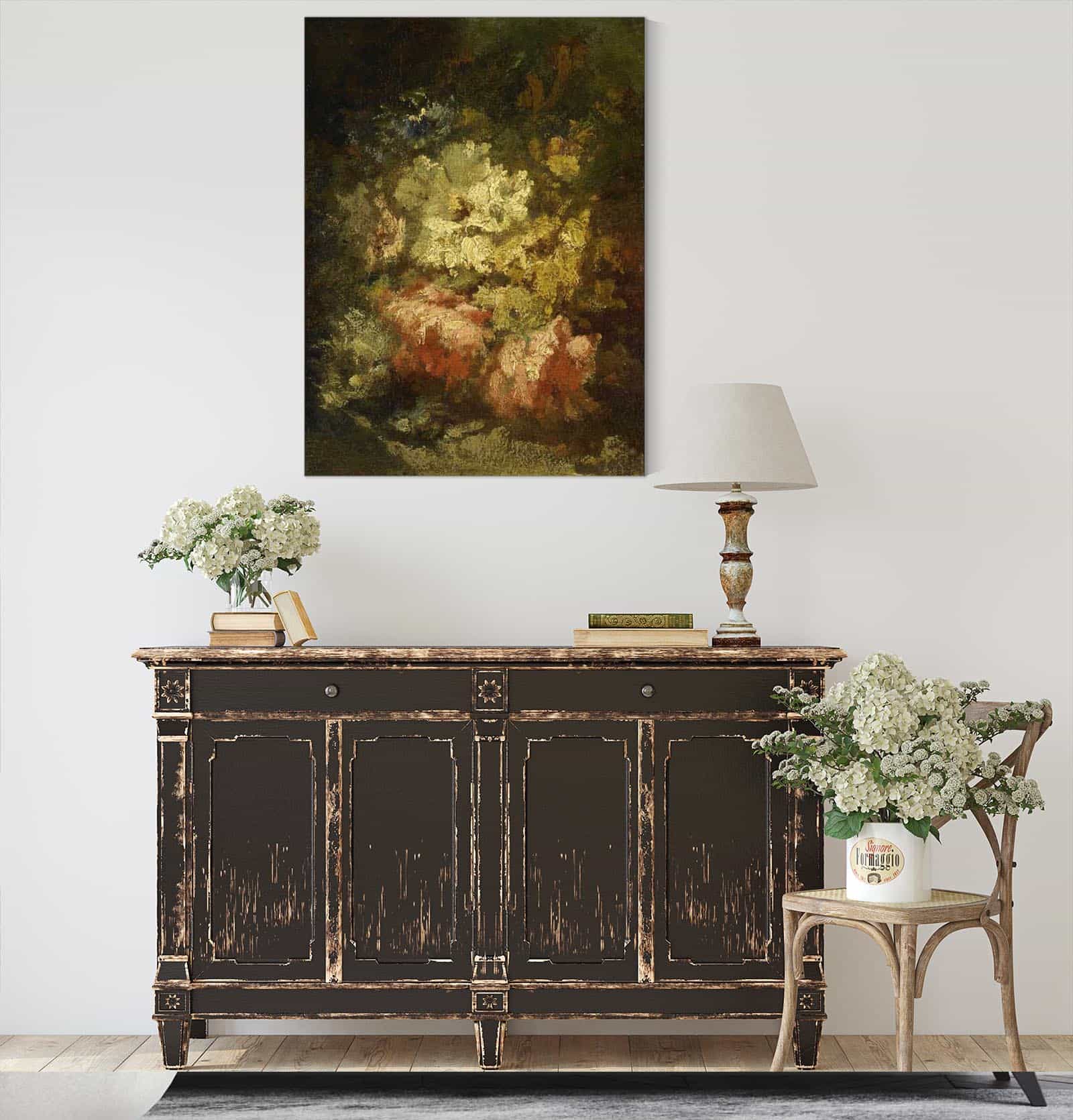 Still Life With White And Red Roses  by Narcisse Virgile Diaz De La Pena - Image 4
