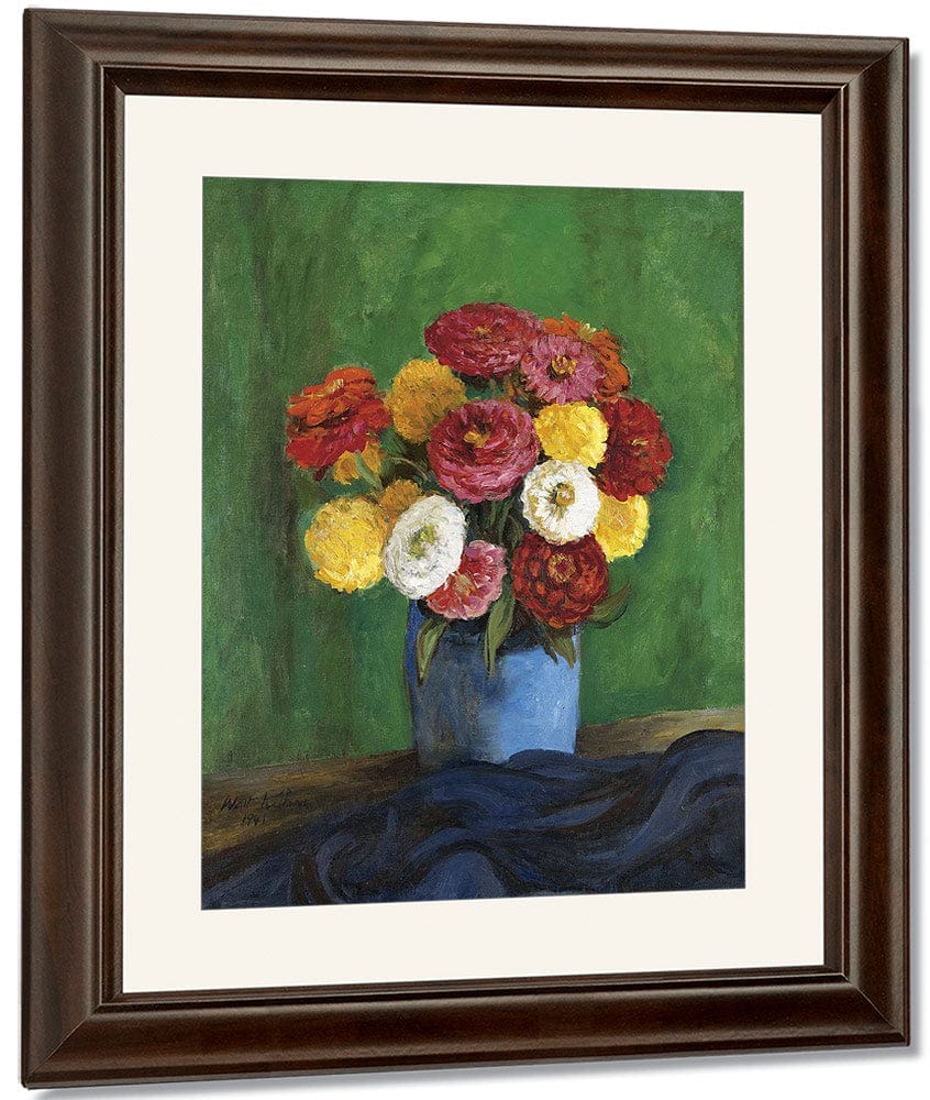 Still By Life By With By Zinnias By In By A By Blue By Vase By Walt Kuhn - Image 3