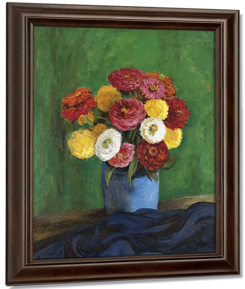 Still By Life By With By Zinnias By In By A By Blue By Vase By Walt Kuhn - Image 4