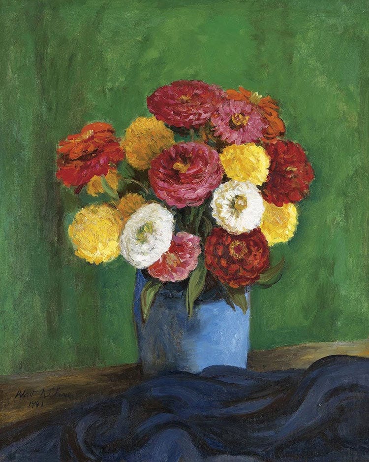 Still By Life By With By Zinnias By In By A By Blue By Vase By Walt Kuhn - Image 5