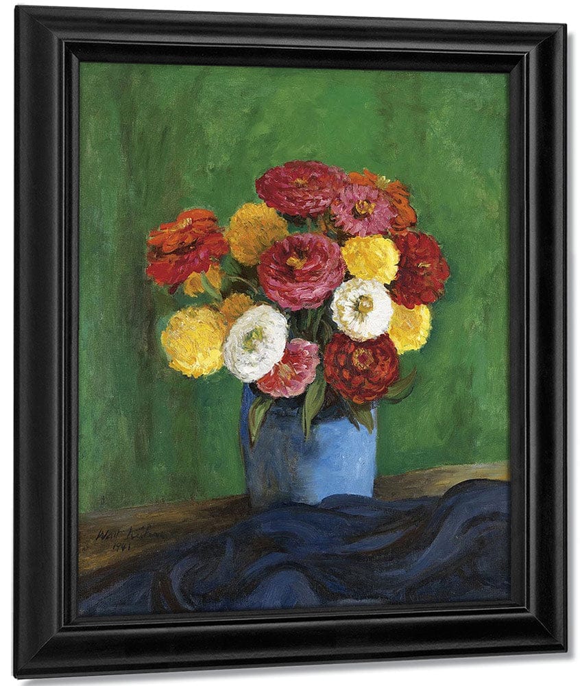 Still By Life By With By Zinnias By In By A By Blue By Vase By Walt Kuhn - Image 6