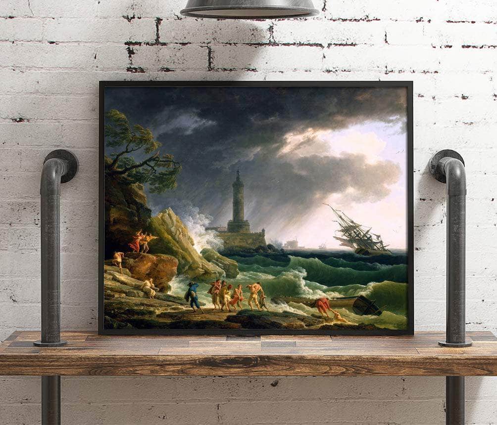 Storm On A Mediterranean Coast Painting Claude Joseph Vernet Canvas Art - Image 4