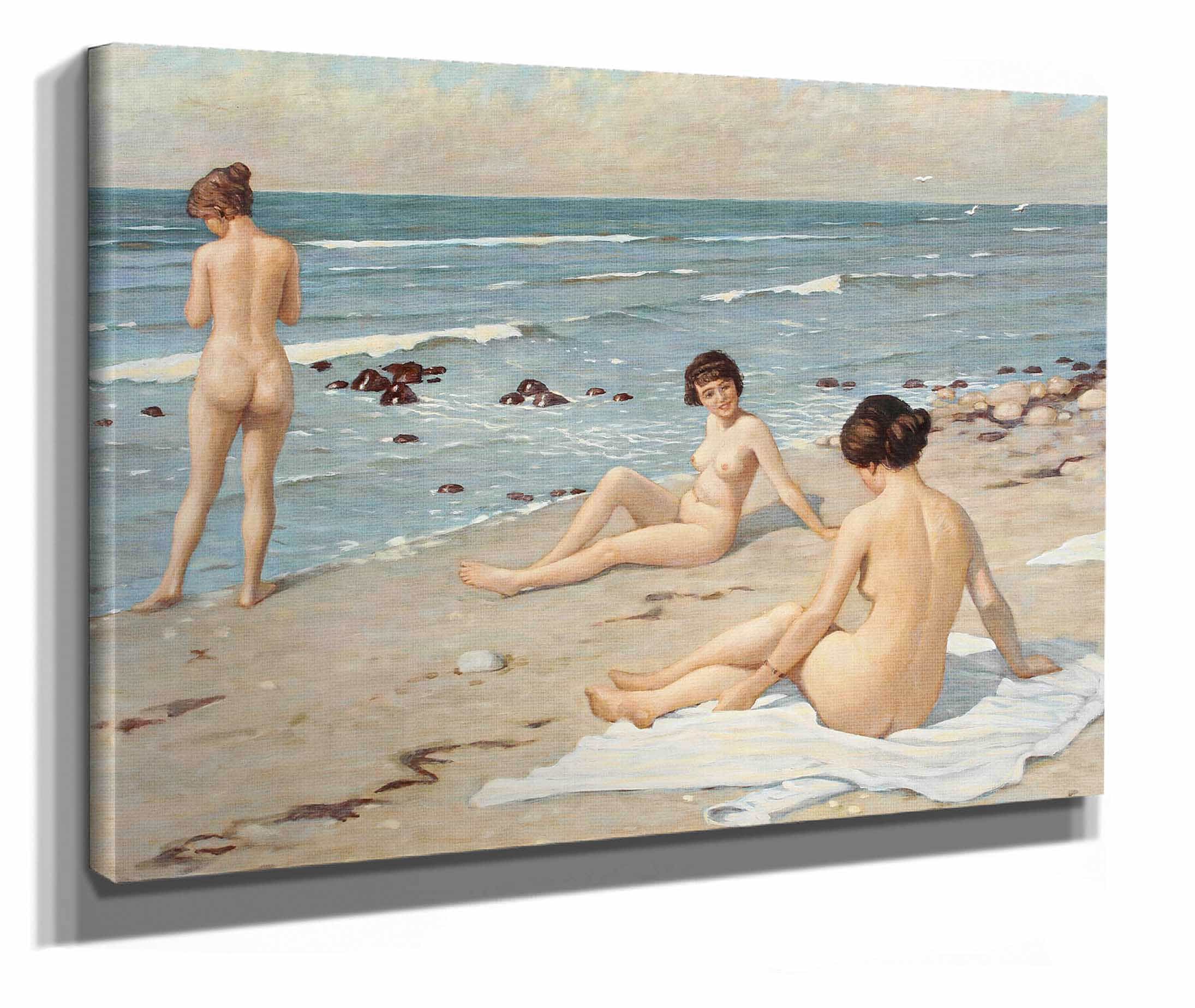 Strandparti Med Badende Kvinder Kopi by Paul Fischer - Image 2