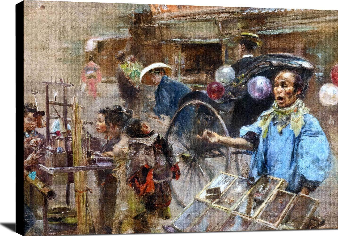 Street Market Painting Robert Frederick Blum Canvas Art - Image 2