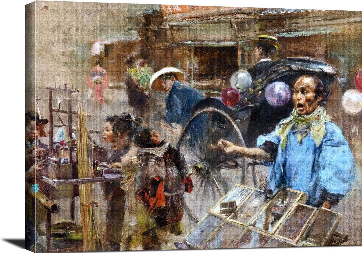 Street Market Painting Robert Frederick Blum Canvas Art - Image 3