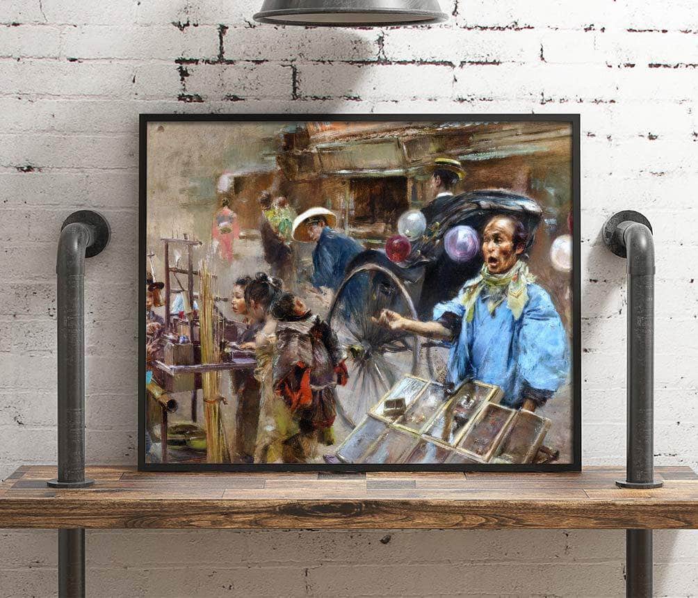 Street Market Painting Robert Frederick Blum Canvas Art - Image 4
