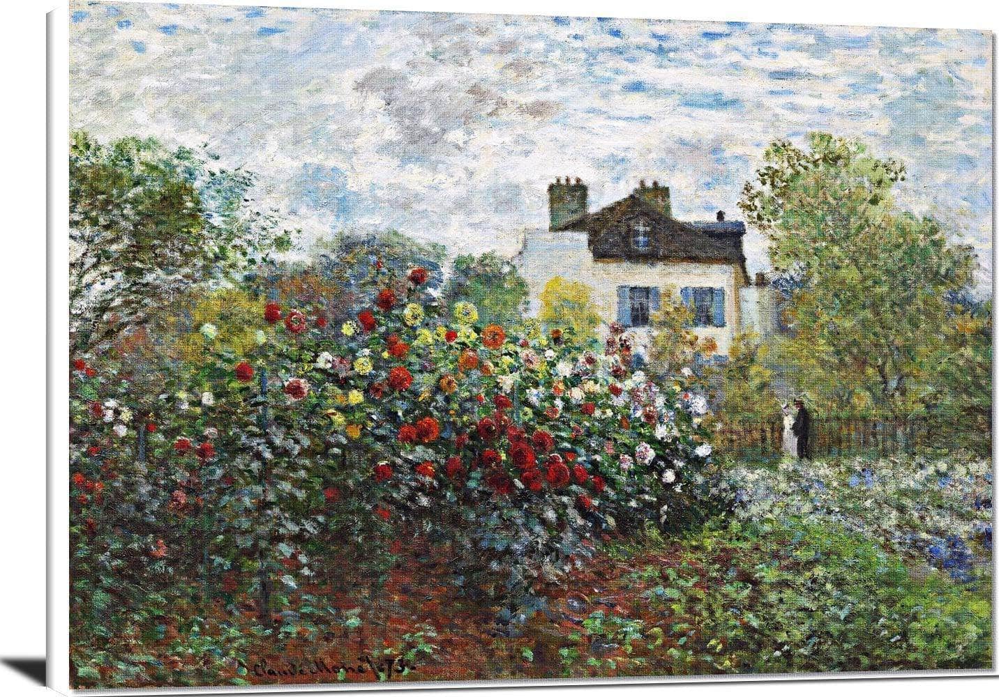 Stretched Canvas Artists Garden In Argenteuil Painting Claude Monet Canvas Art
