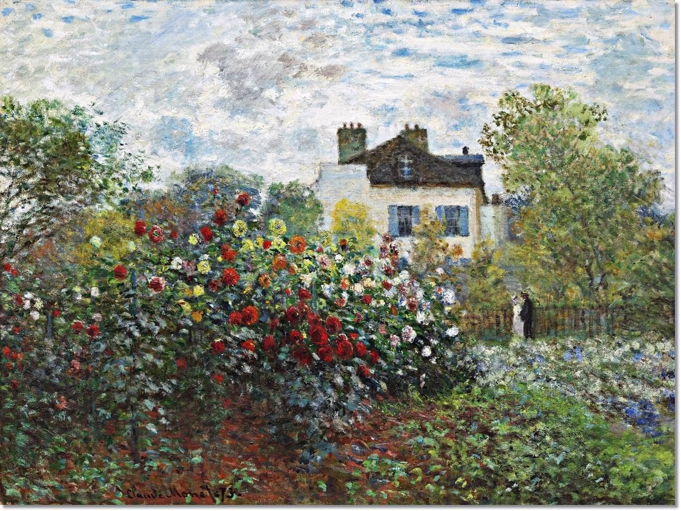 Stretched Canvas Artists Garden In Argenteuil Painting Claude Monet Canvas Art - Image 5