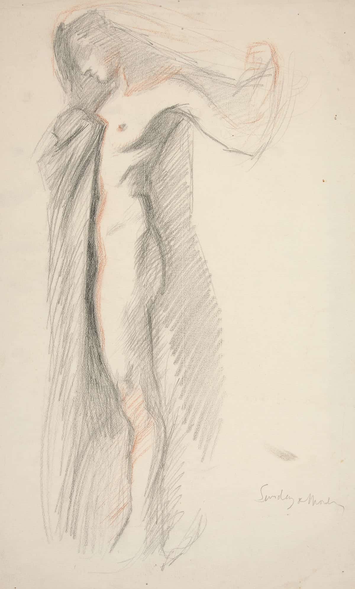 Sttudy Of Figure Of Pm For The Hours Mural At The State Capitol Building In Harrisburg Pennsylvania by Edwin Austin Abbey