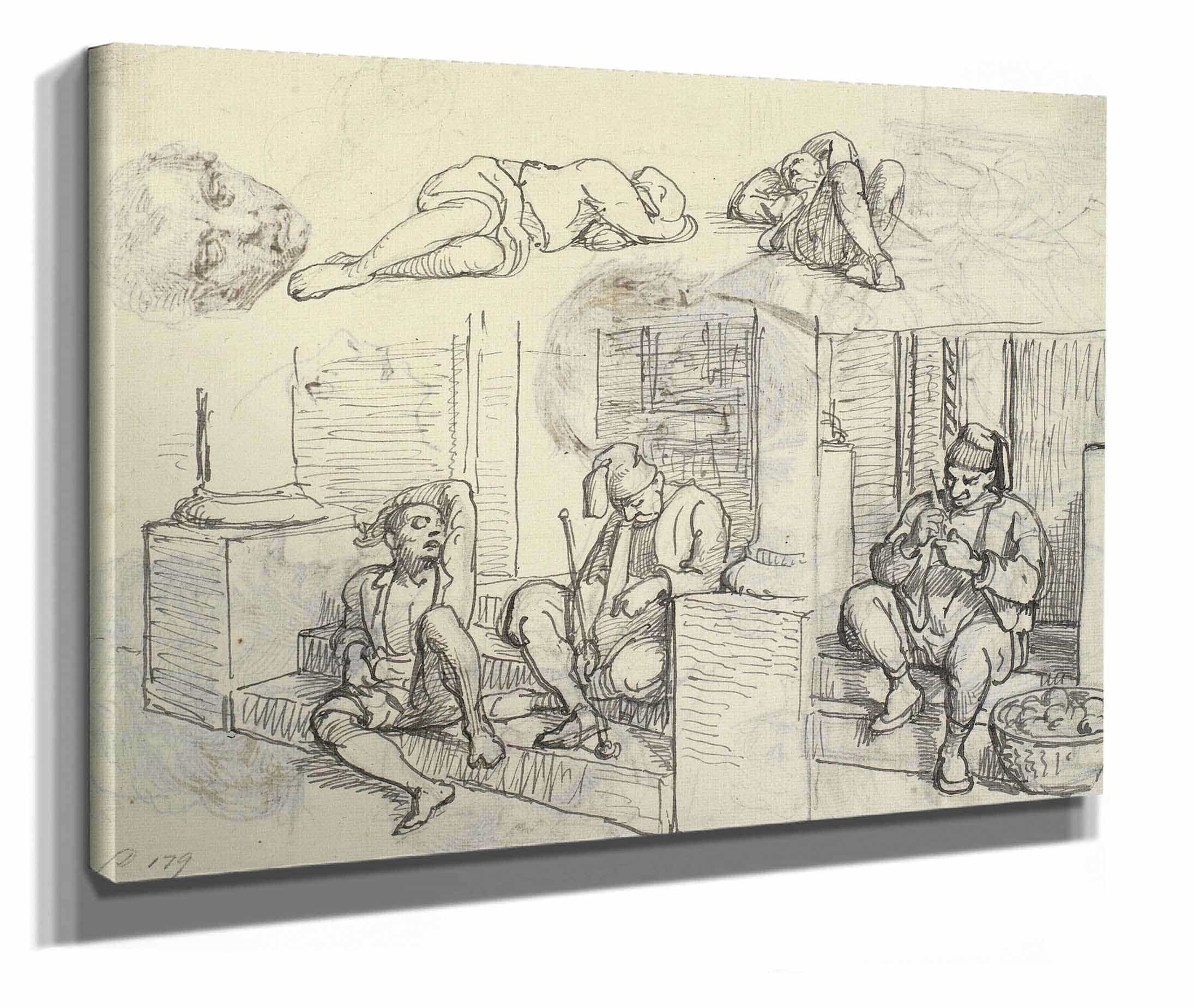 Studier Af Tyrk Og Lazzaron Pa En Trappe by Wilhelm Marstrand - Image 2