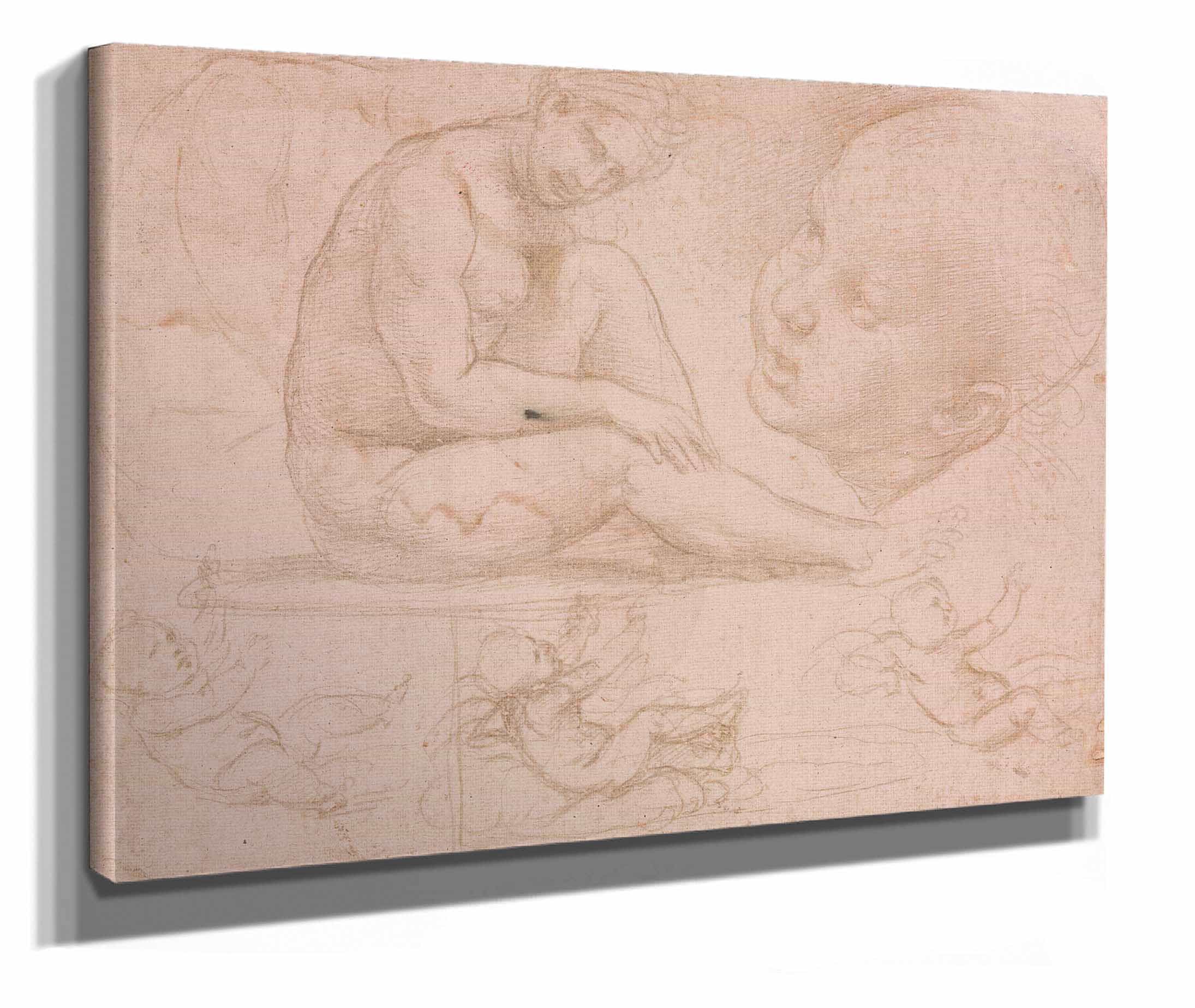 Studies Of A Seated Female Childs Head And Three Studies Of A Baby by Raphael