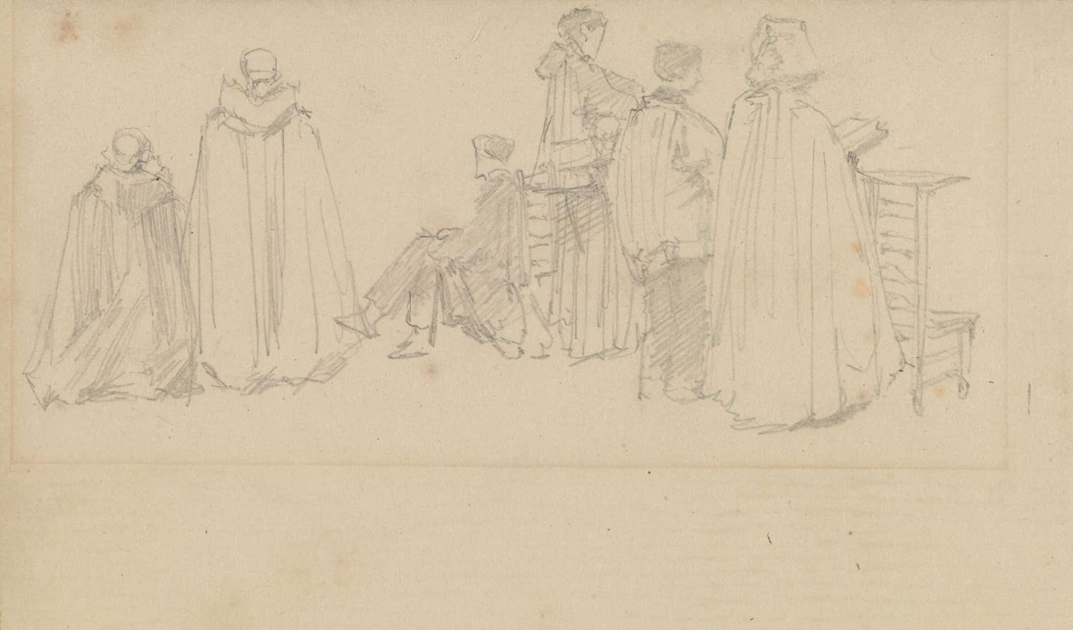 Studies Of Figures In A Church by David Roberts - Image 2