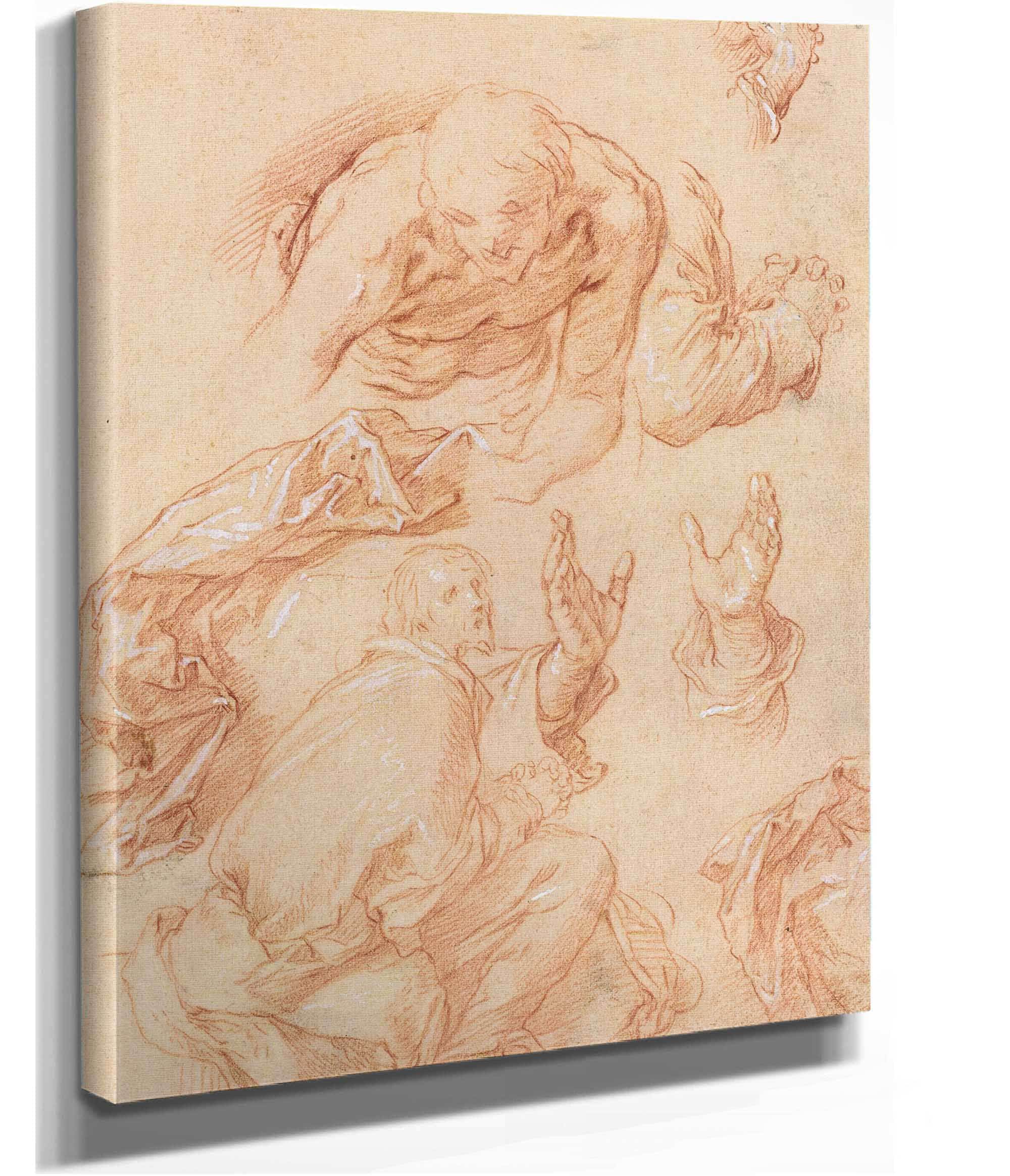 Studies Of Hands And Bending Figures Verso by Abraham Bloemaert - Image 2