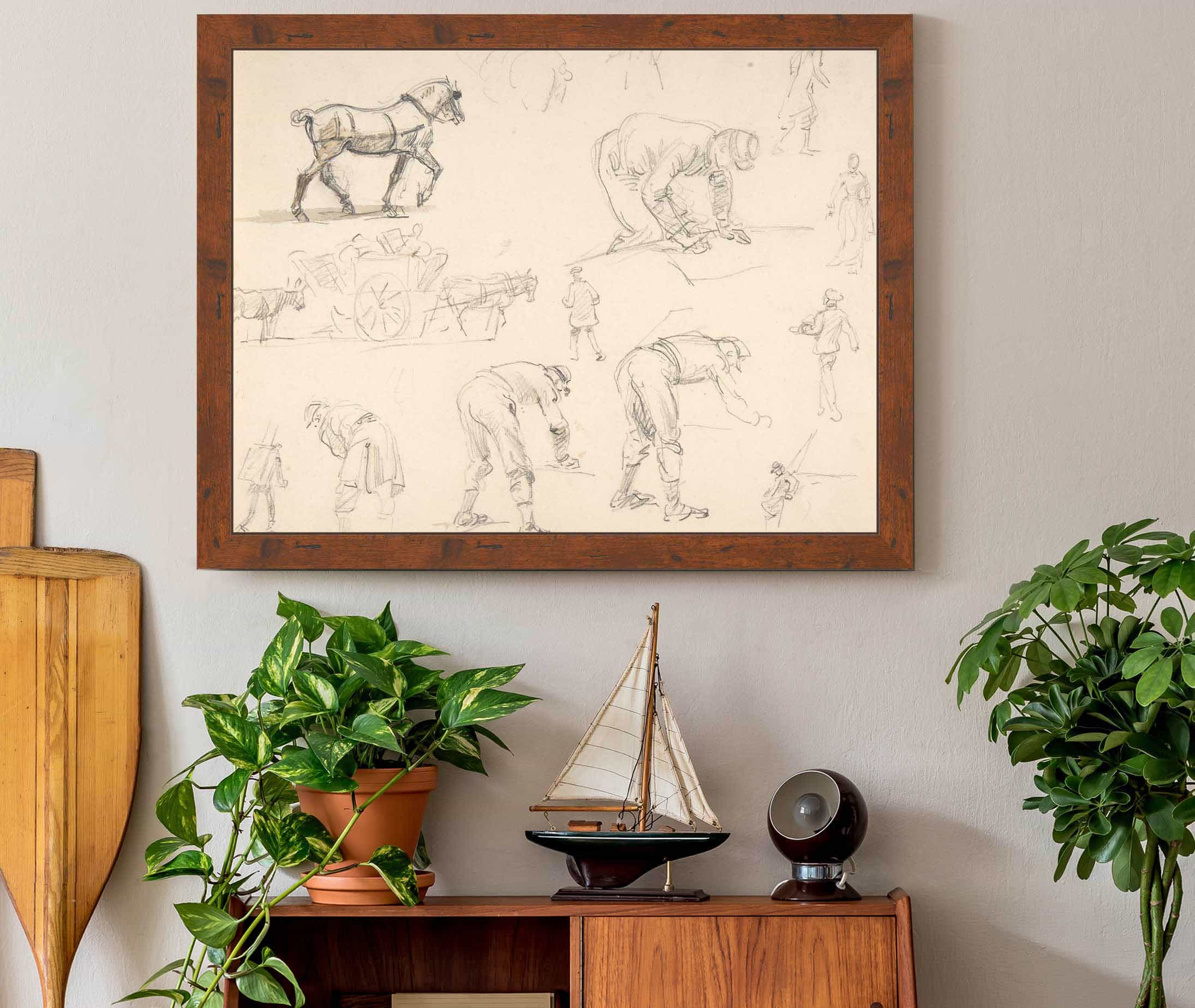 Studies Of Soldiers And Cart Horses  by Isidore Pils - Image 2