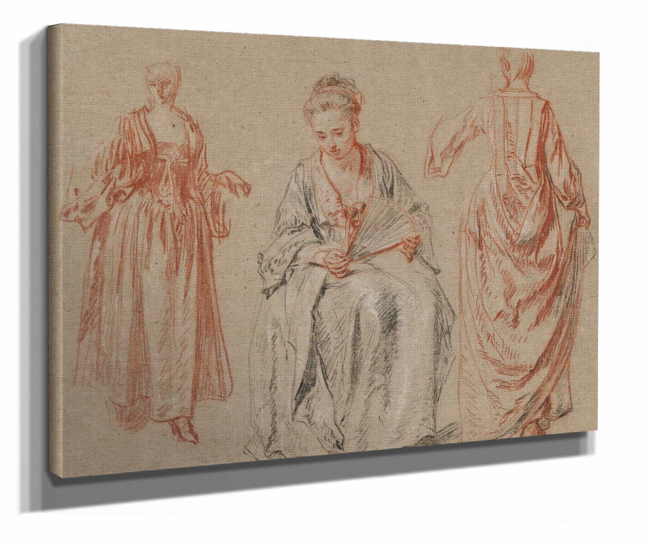 Studies Of Three Women by Jean Antoine Watteau