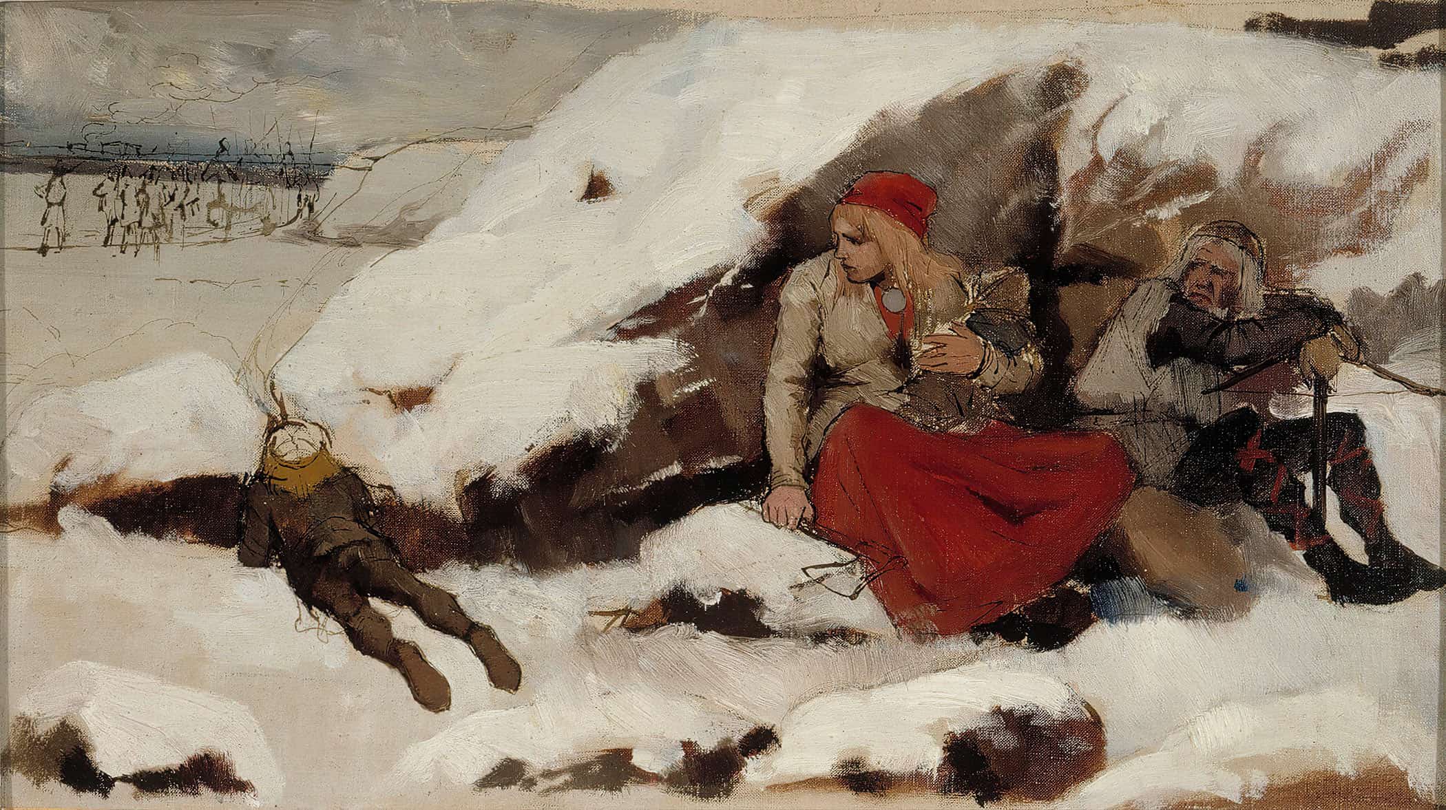Study For Burned Village By Albert Edelfelt - Image 2