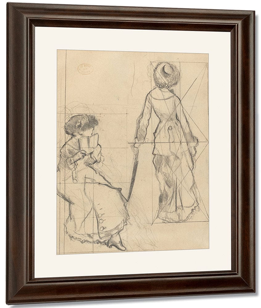 Study For Mary Cassatt At The Louvre The Etruscan Gallery [Recto] By Edgar Degas - Image 3