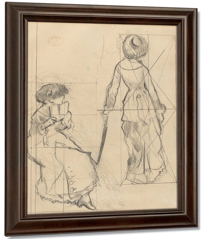 Study For Mary Cassatt At The Louvre The Etruscan Gallery [Recto] By Edgar Degas - Image 4