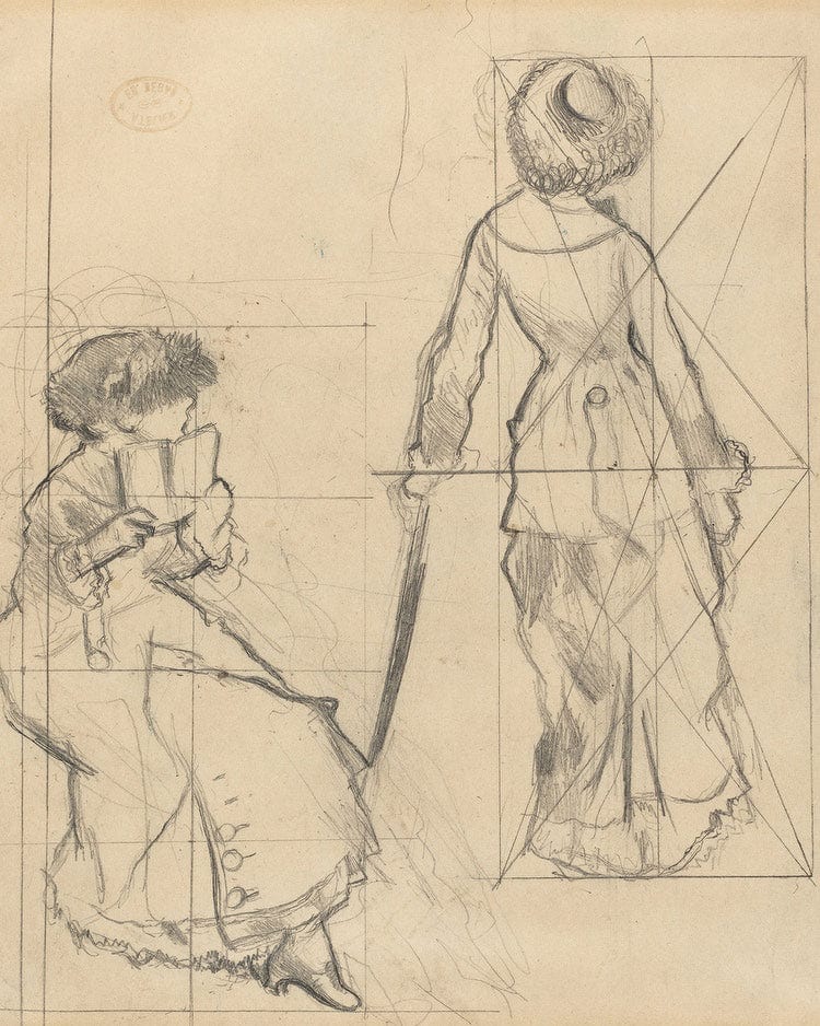 Study For Mary Cassatt At The Louvre The Etruscan Gallery [Recto] By Edgar Degas - Image 5