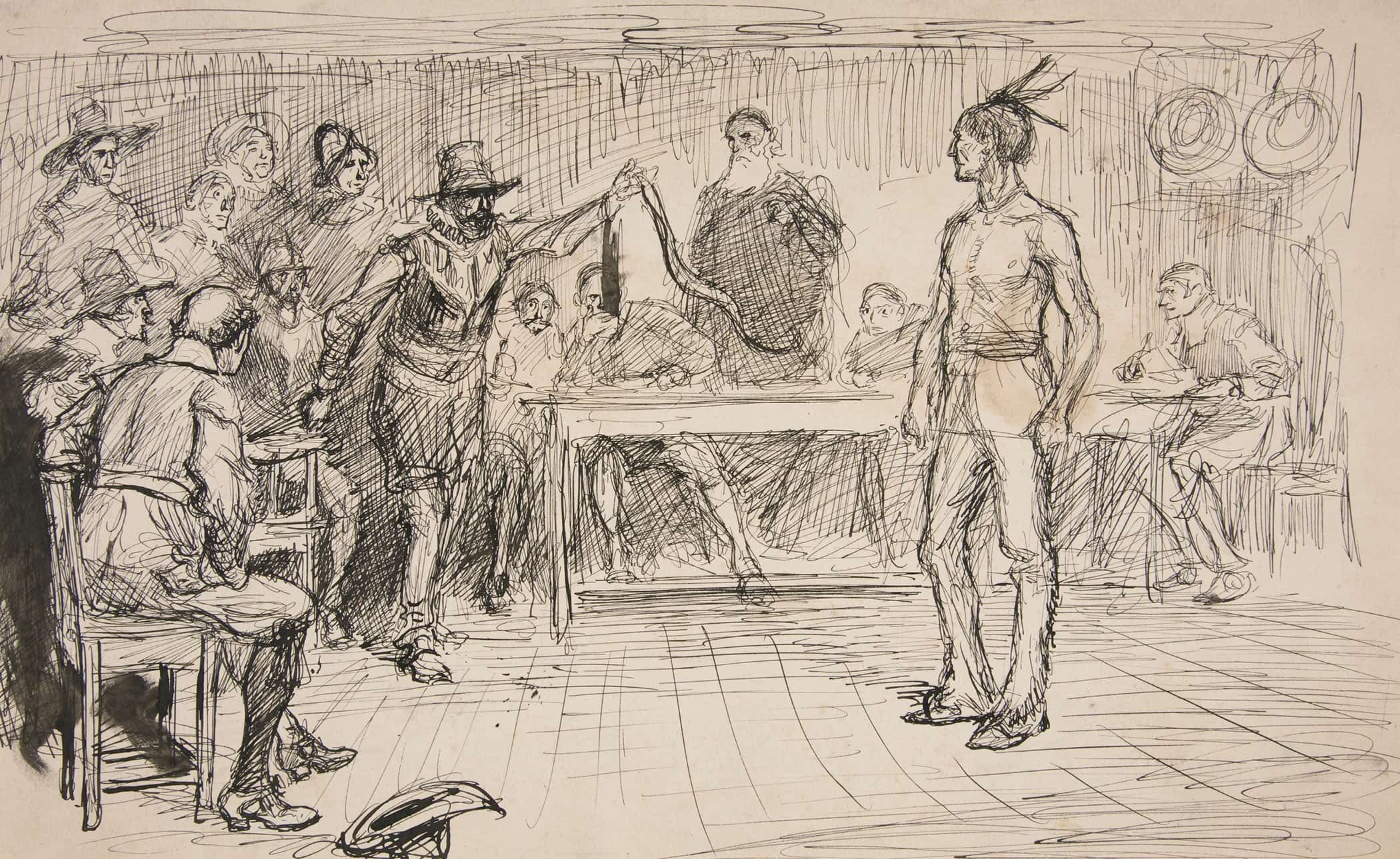 Study For Miles Standishs Challenge by Edwin Austin Abbey - Image 2