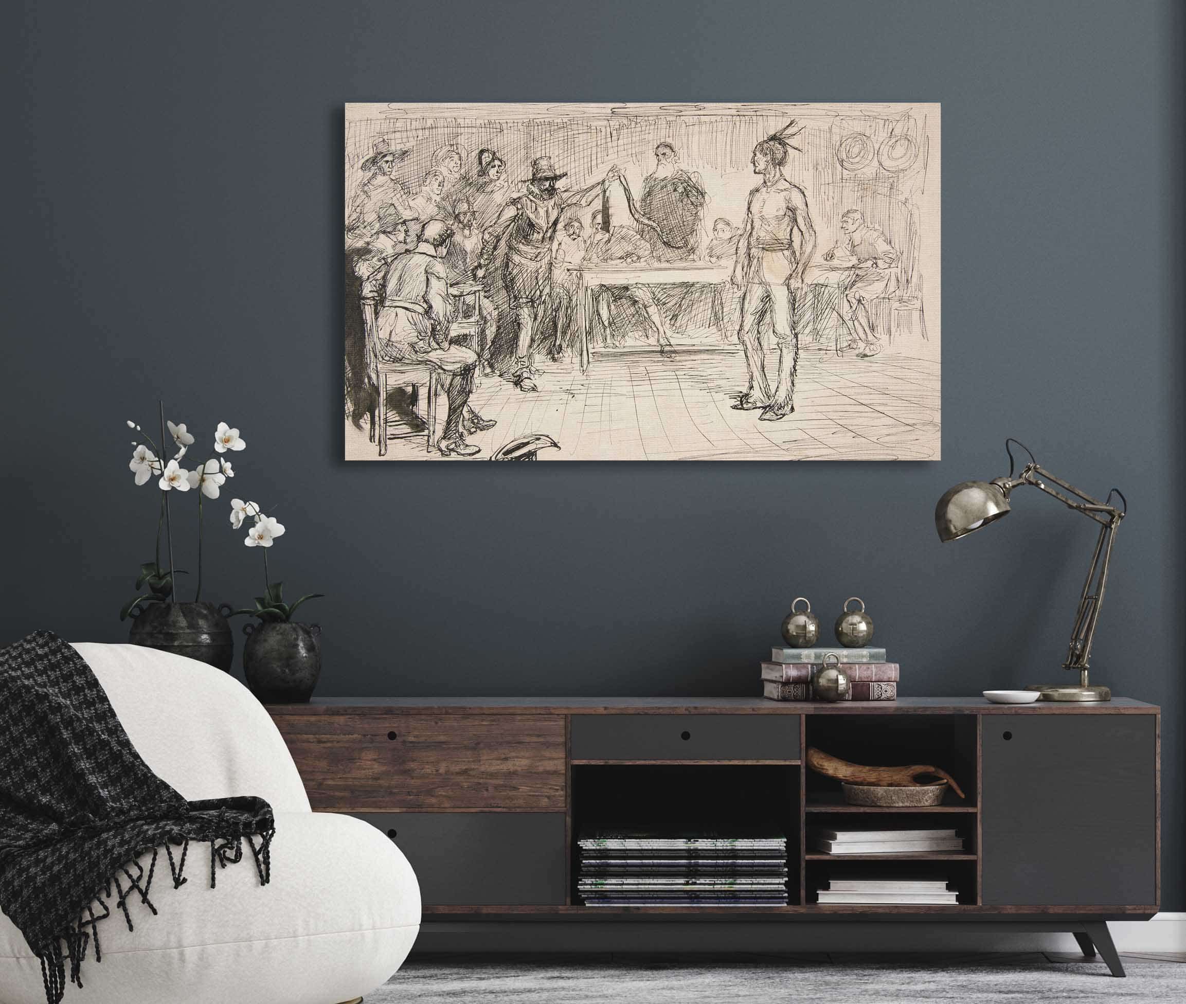 Study For Miles Standishs Challenge by Edwin Austin Abbey - Image 5