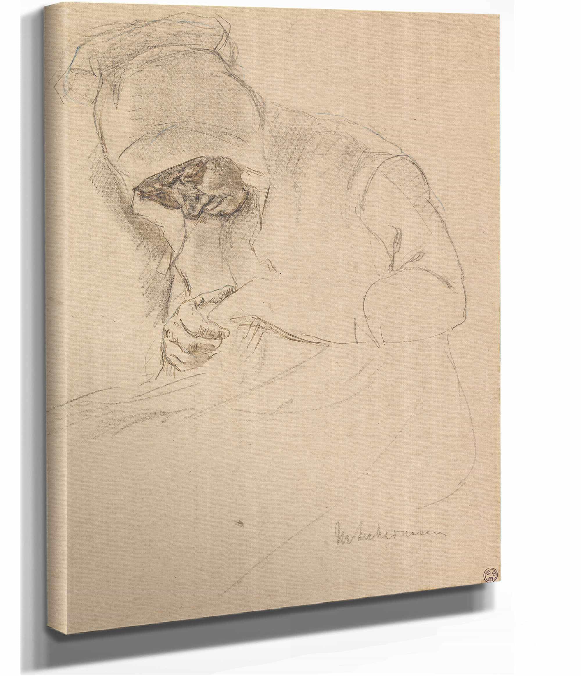 Study For The Painting Stopfende Alte Am Fenster by Max Liebermann - Image 2