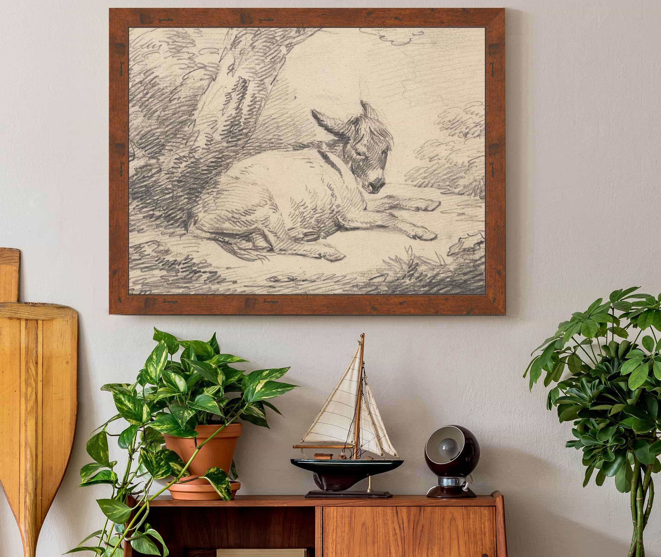 Study Of A Donkey Under A Tree After by George Morland - Image 3