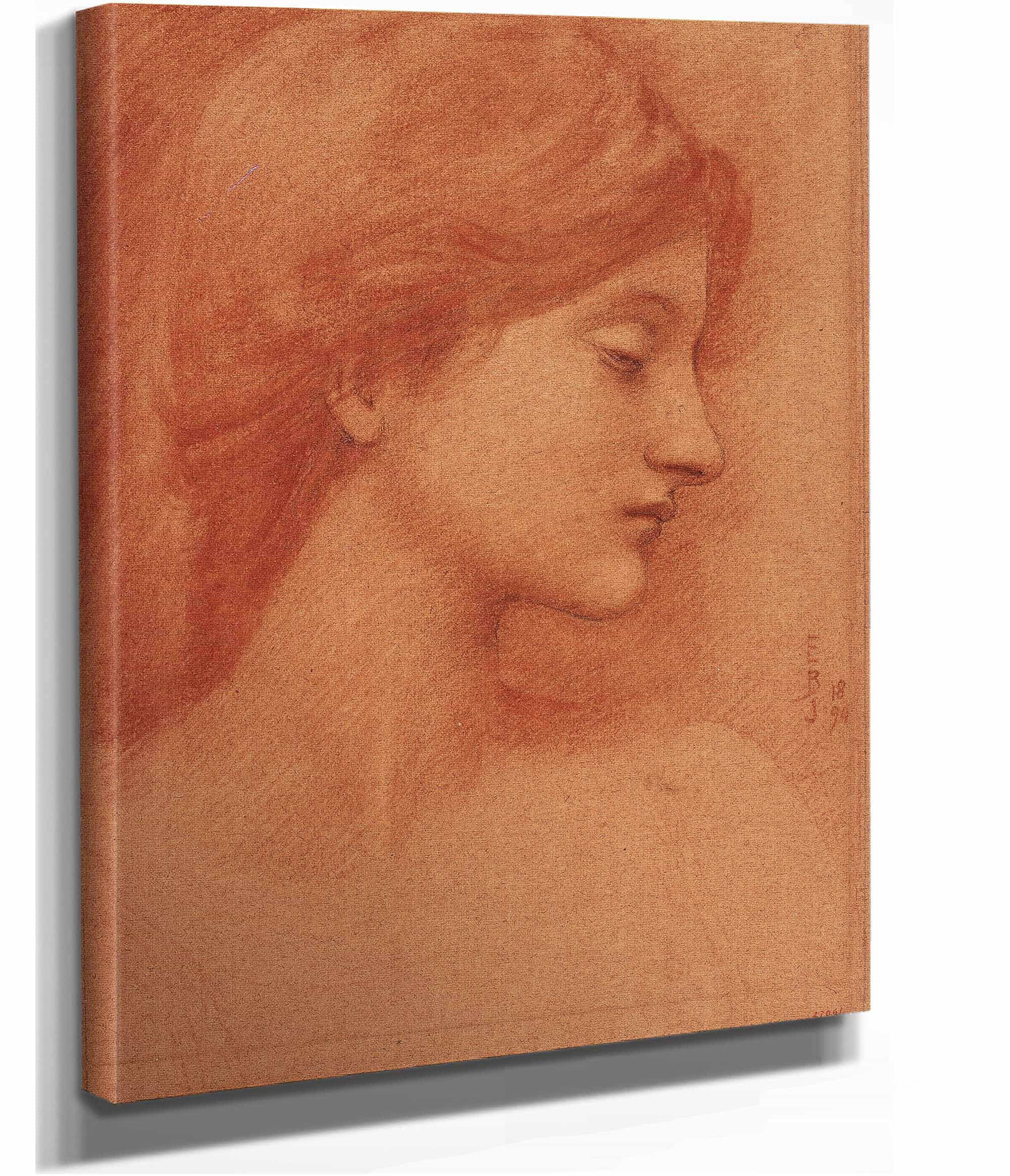 Study Of A Female Head by Sir Edward Coley Burne Jones - Image 2