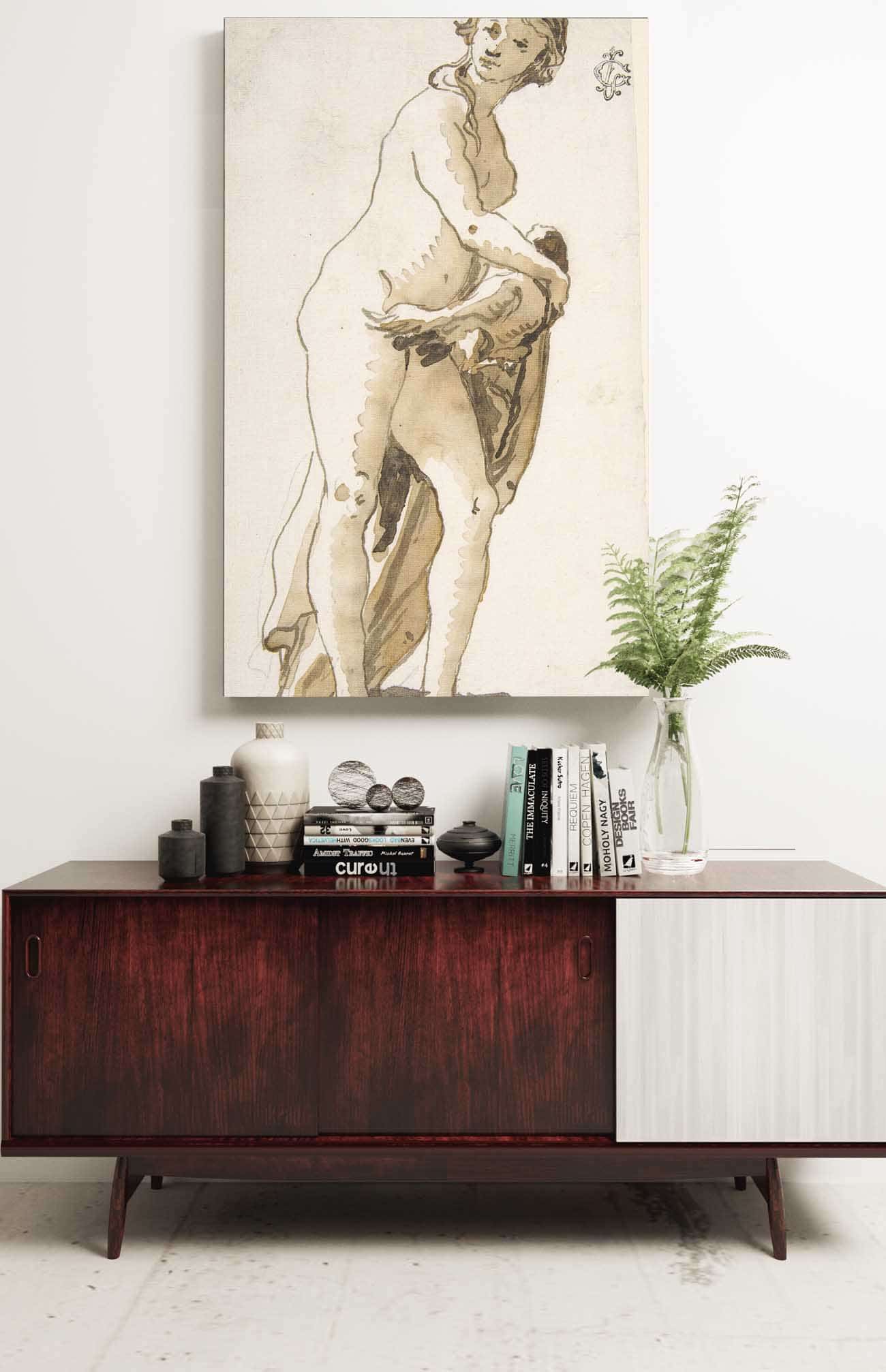 Study Of A Garden Sculpture Leda by Giovanni Domenico Tiepolo - Image 2